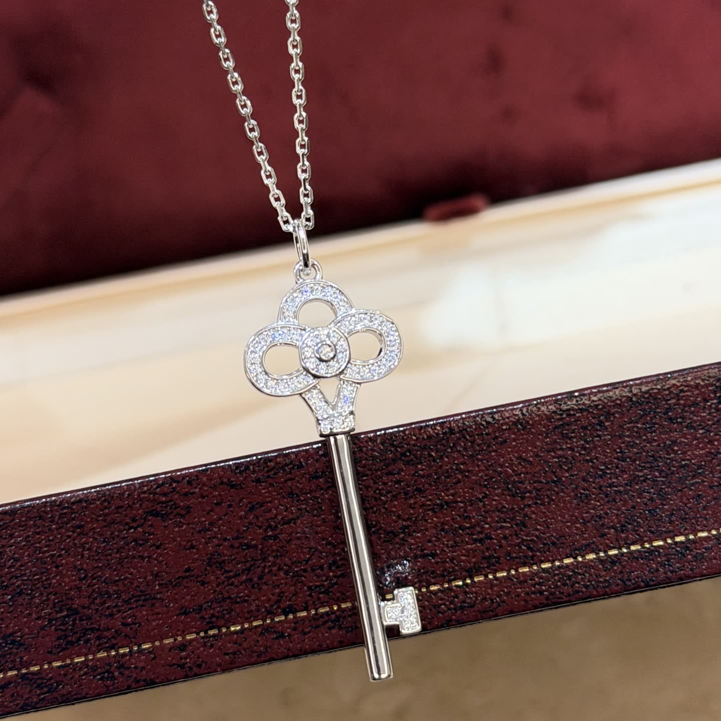 Tiffany & Co Silver Key Pendant with Diamonds